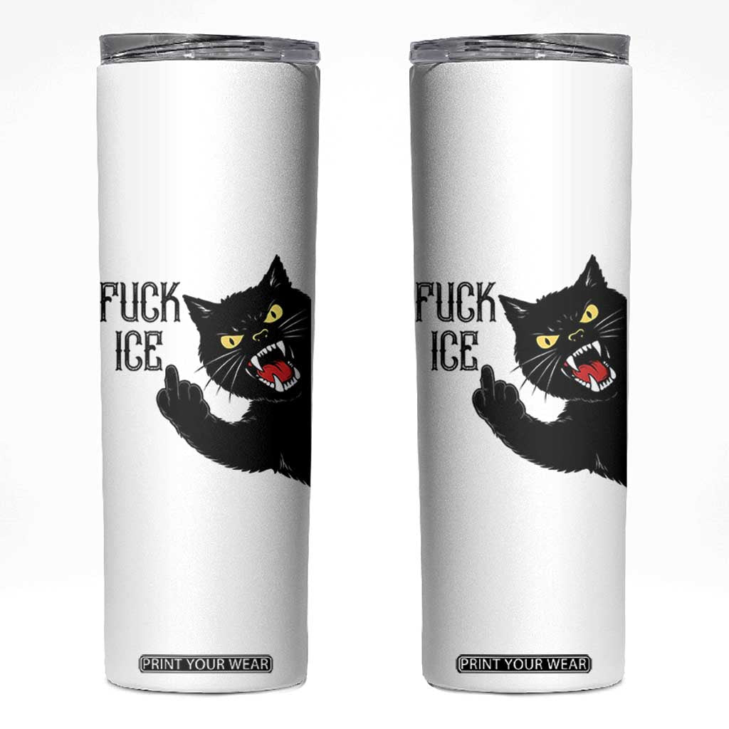Funny Fck Ice Black Cat Skinny Tumbler Resist Minneapolis Political TS12 White Print Your Wear