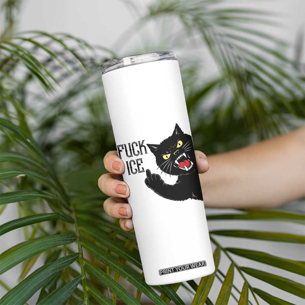 Funny Fck Ice Black Cat Skinny Tumbler Resist Minneapolis Political TS12 Print Your Wear