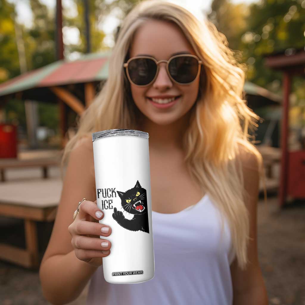 Funny Fck Ice Black Cat Skinny Tumbler Resist Minneapolis Political TS12 Print Your Wear