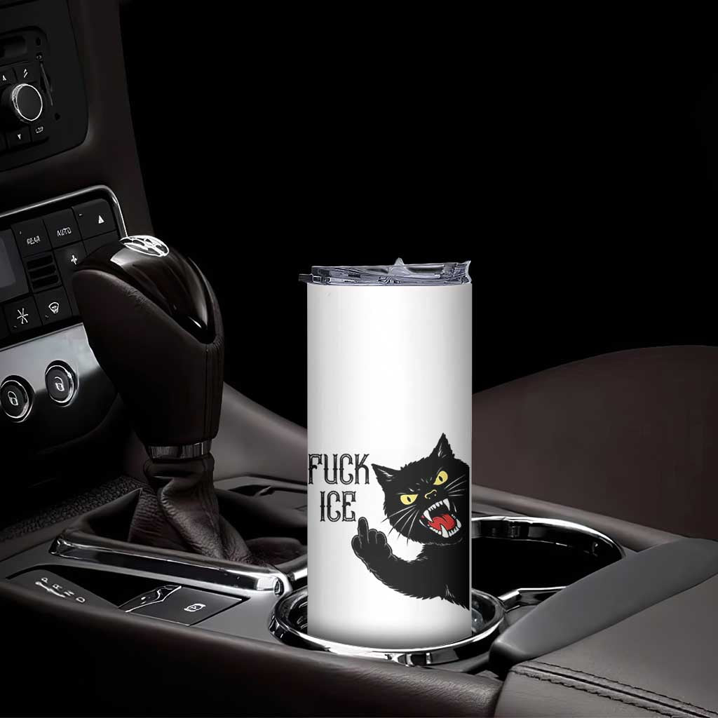 Funny Fck Ice Black Cat Skinny Tumbler Resist Minneapolis Political TS12 Print Your Wear