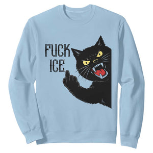 Funny Fck Ice Black Cat Sweatshirt Resist Minneapolis Political TS12 Light Blue Print Your Wear