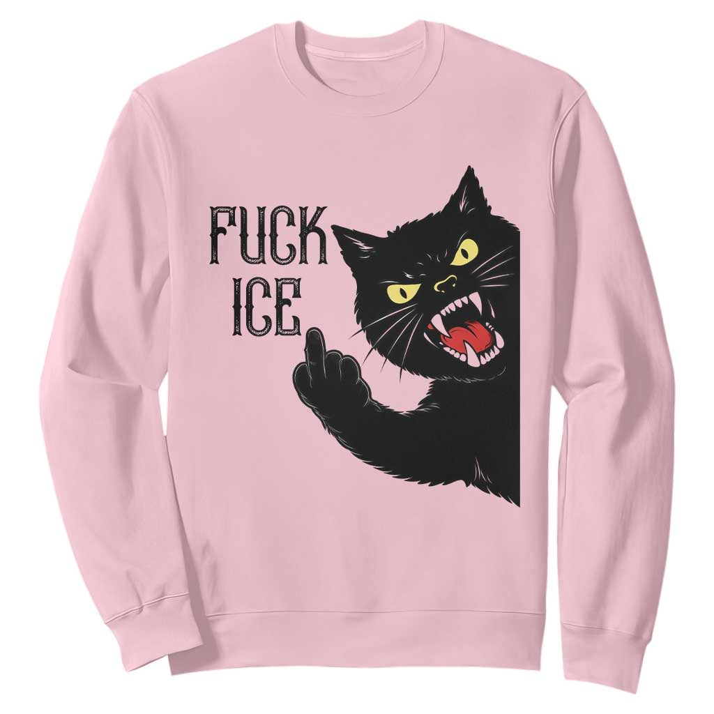 Funny Fck Ice Black Cat Sweatshirt Resist Minneapolis Political TS12 Light Pink Print Your Wear