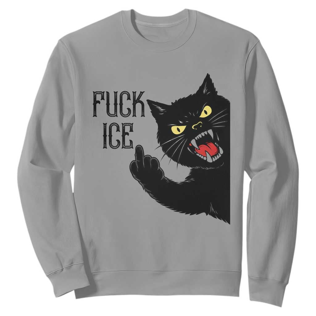 Funny Fck Ice Black Cat Sweatshirt Resist Minneapolis Political TS12 Sport Gray Print Your Wear