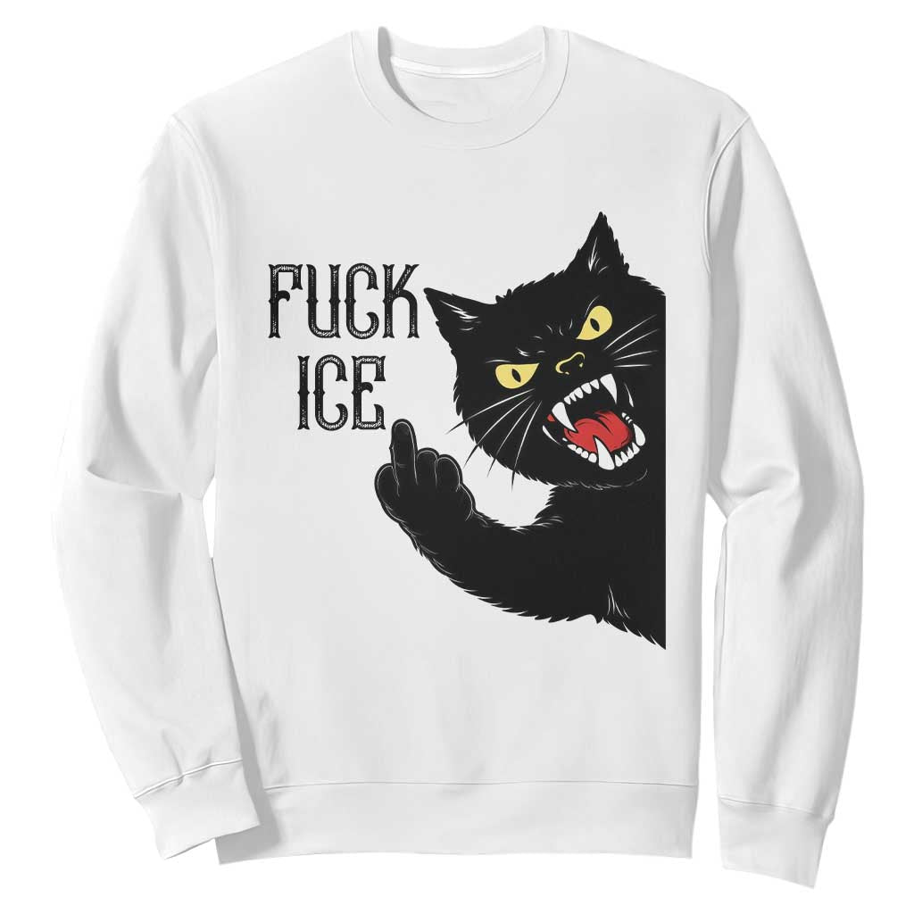 Funny Fck Ice Black Cat Sweatshirt Resist Minneapolis Political TS12 White Print Your Wear