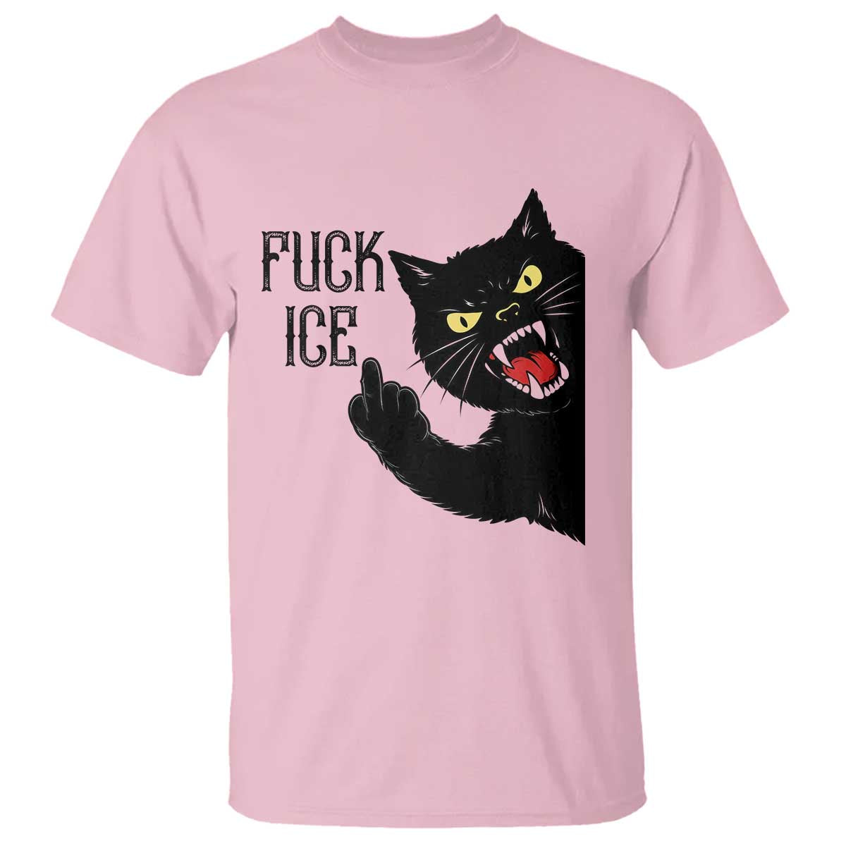 Funny Fck Ice Black Cat T Shirt Resist Minneapolis Political TS12 Light Pink Print Your Wear