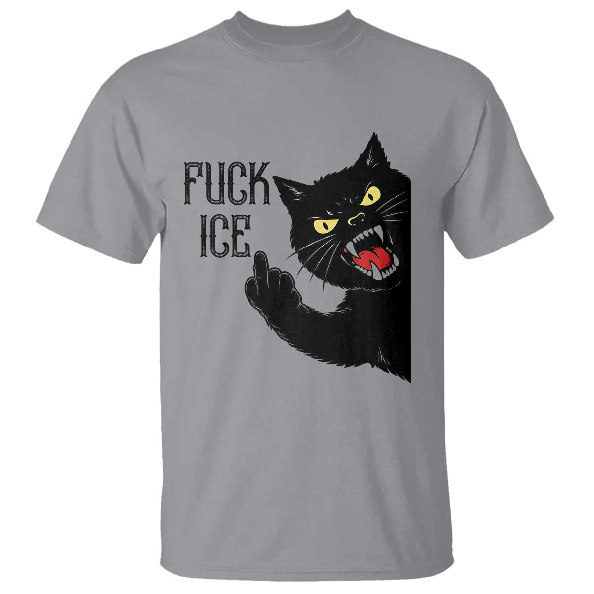 Funny Fck Ice Black Cat T Shirt Resist Minneapolis Political TS12 Sport Gray Print Your Wear