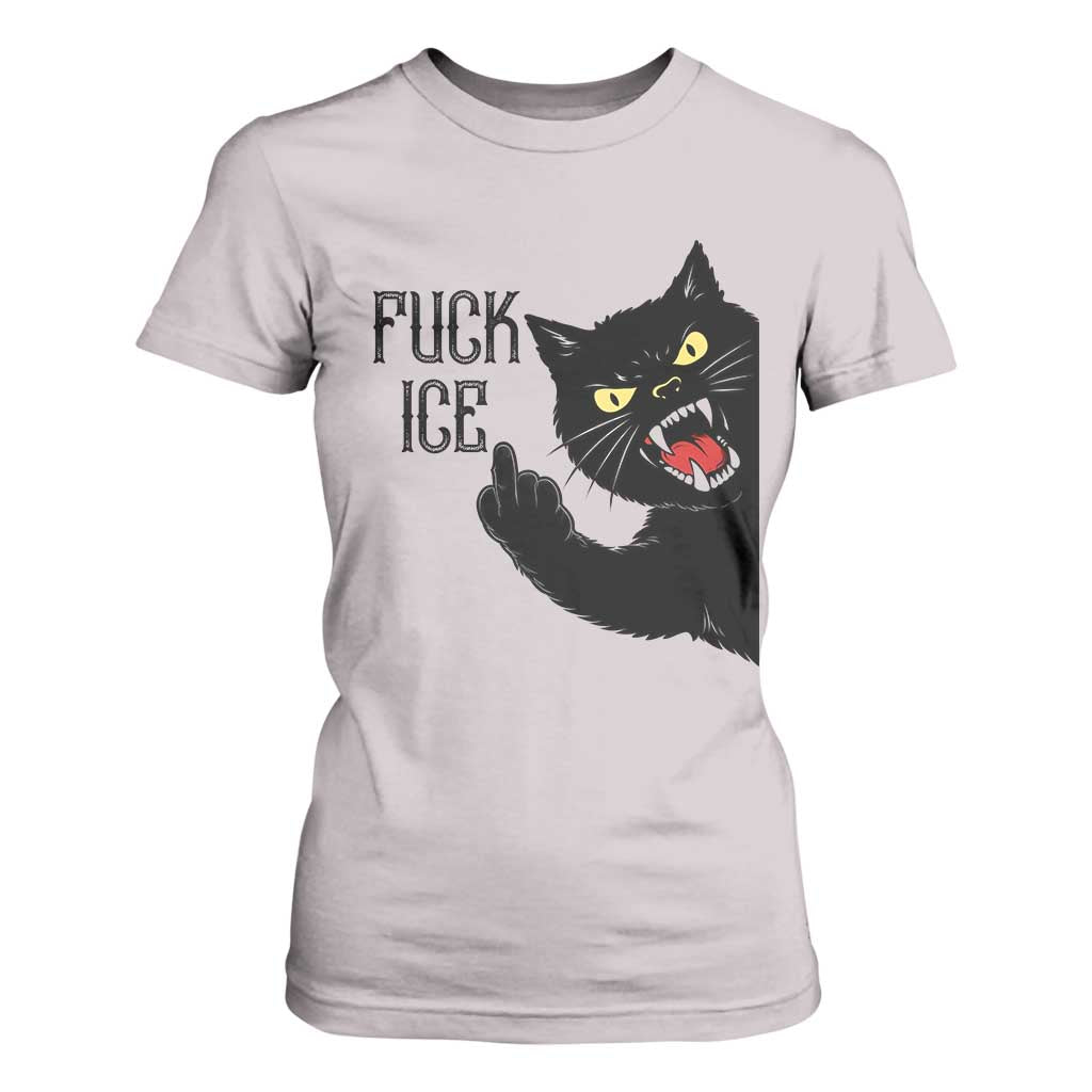 Funny Fck Ice Black Cat T Shirt For Women Resist Minneapolis Political TS12 Ice Gray Print Your Wear