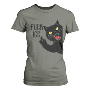 Funny Fck Ice Black Cat T Shirt For Women Resist Minneapolis Political TS12 Military Green Print Your Wear