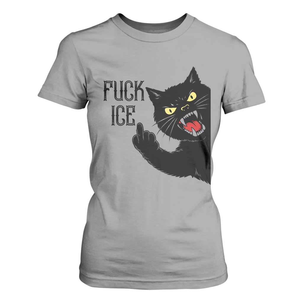 Funny Fck Ice Black Cat T Shirt For Women Resist Minneapolis Political TS12 Sport Gray Print Your Wear