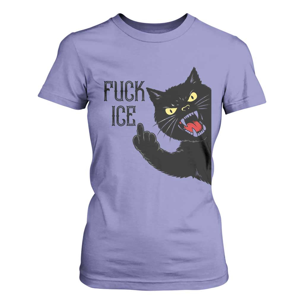 Funny Fck Ice Black Cat T Shirt For Women Resist Minneapolis Political TS12 Violet Print Your Wear