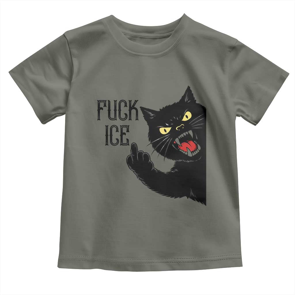Funny Fck Ice Black Cat Toddler T Shirt Resist Minneapolis Political TS12 Military Green Print Your Wear