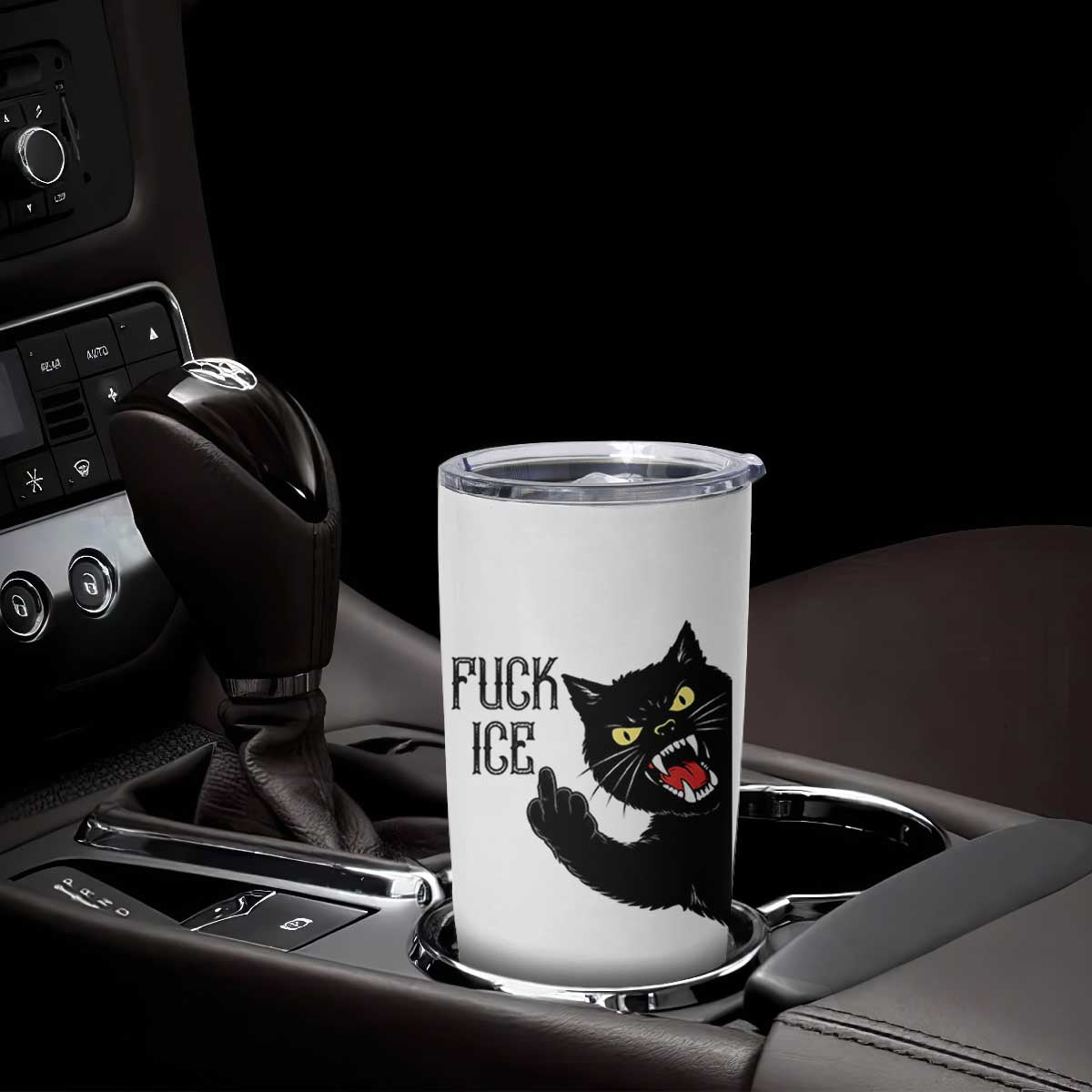 Funny Fck Ice Black Cat Tumbler Cup Resist Minneapolis Political TS12 Print Your Wear