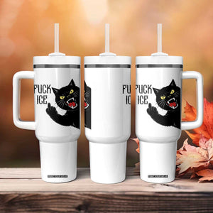 Funny Fck Ice Black Cat Tumbler With Handle Resist Minneapolis Political TS12 Print Your Wear