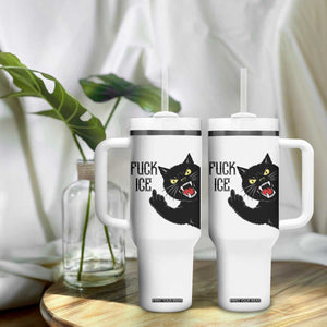 Funny Fck Ice Black Cat Tumbler With Handle Resist Minneapolis Political TS12 Print Your Wear