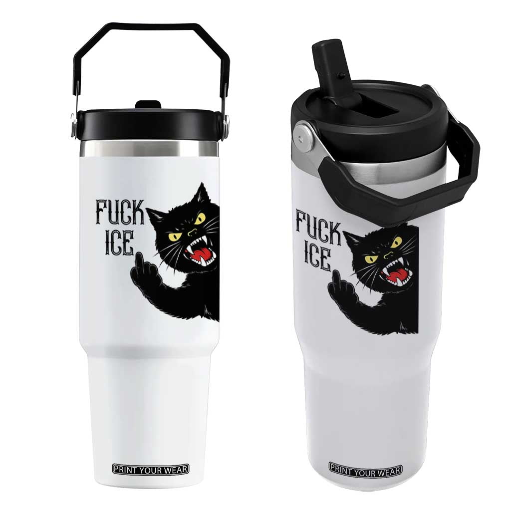 Funny Fck Ice Black Cat Flip Straw Tumbler Resist Minneapolis Political TS12 One Size: 30 oz White Print Your Wear