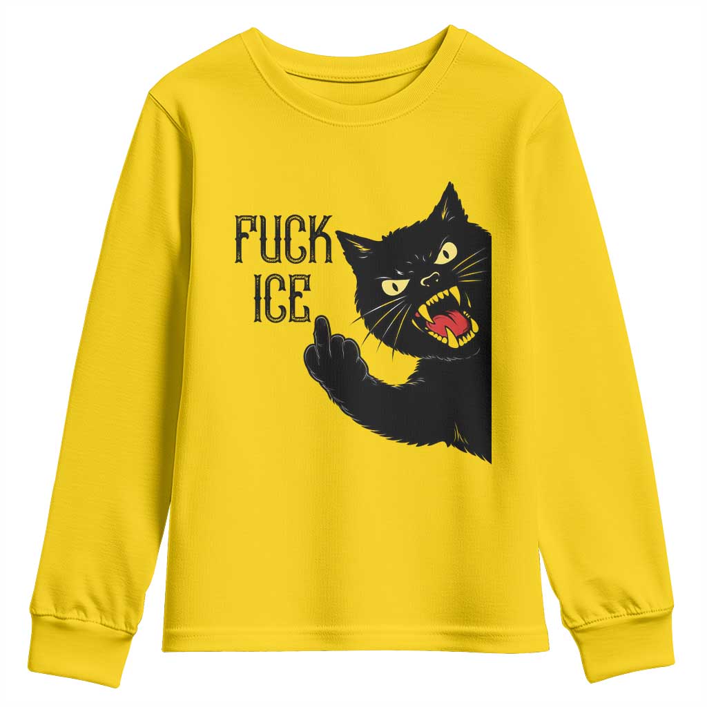 Funny Fck Ice Black Cat Youth Sweatshirt Resist Minneapolis Political TS12 Daisy Print Your Wear