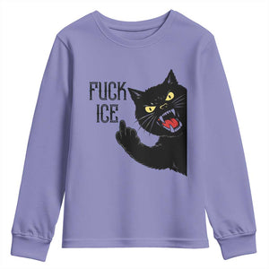 Funny Fck Ice Black Cat Youth Sweatshirt Resist Minneapolis Political TS12 Violet Print Your Wear