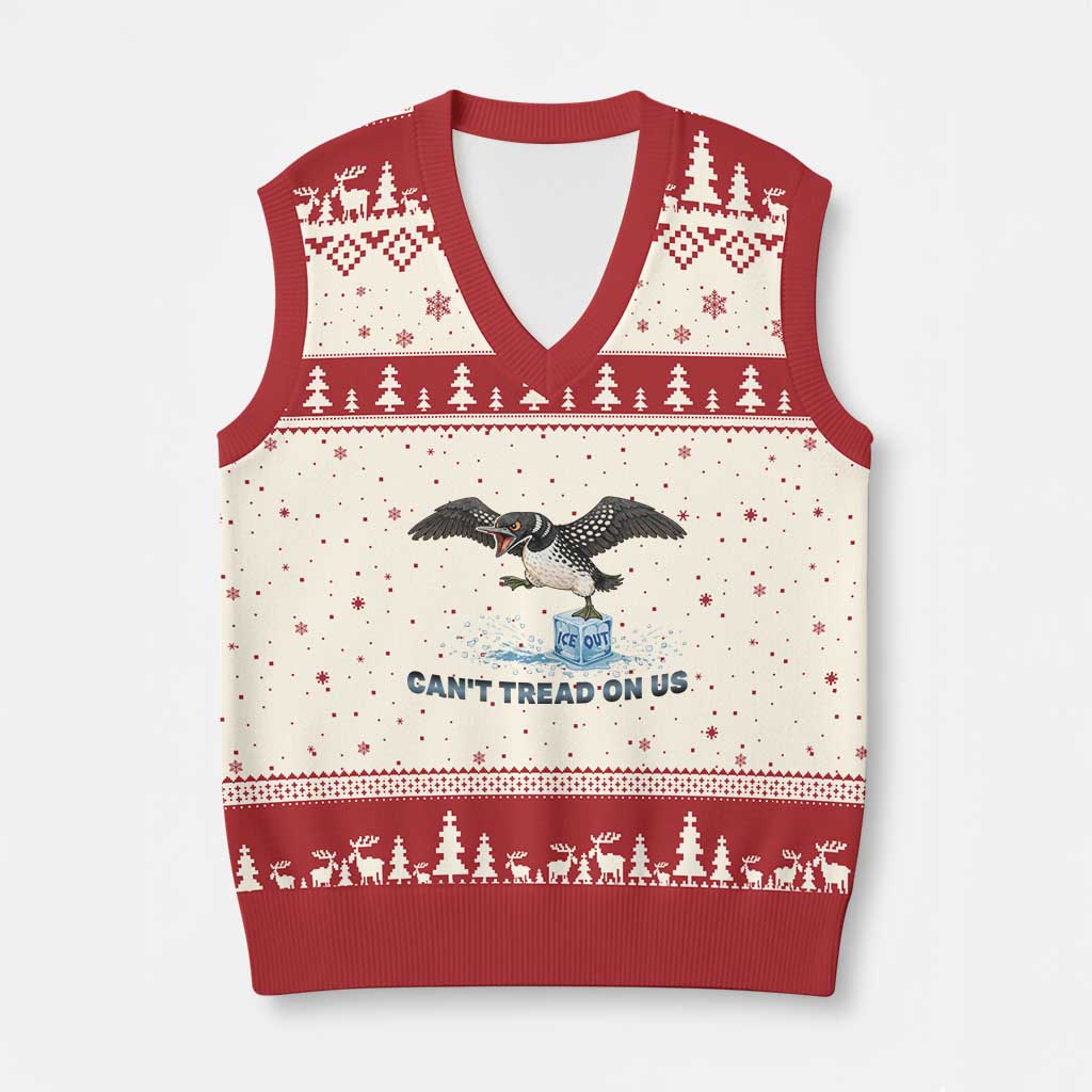 Can Not Tread On Us Minnesota Loon V-Neck Knit Sweater Vest Anti ICE MN Protest TS12 Beige Red Print Your Wear