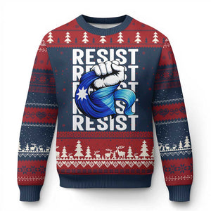 Minnesota Resist Ice Out Ugly Christmas Sweater Support MN Anti Ice Movement TS12 Navy Red Print Your Wear