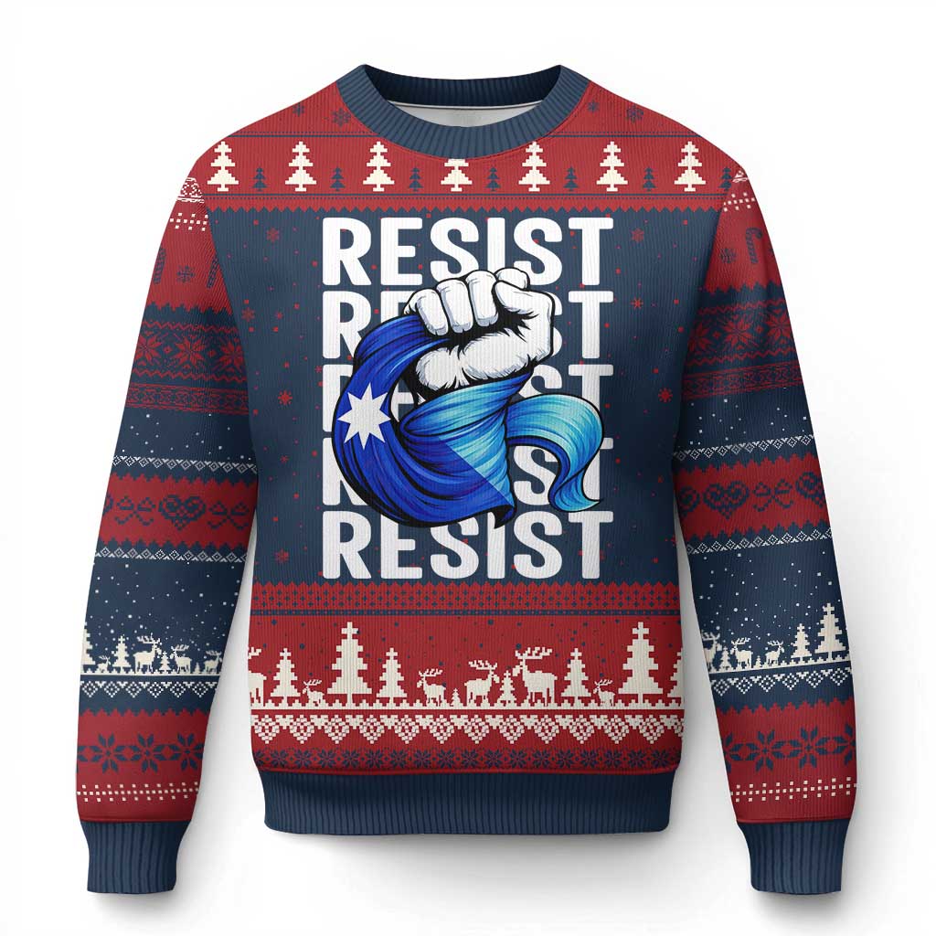 Minnesota Resist Ice Out Ugly Christmas Sweater Support MN Anti Ice Movement TS12 Navy Red Print Your Wear
