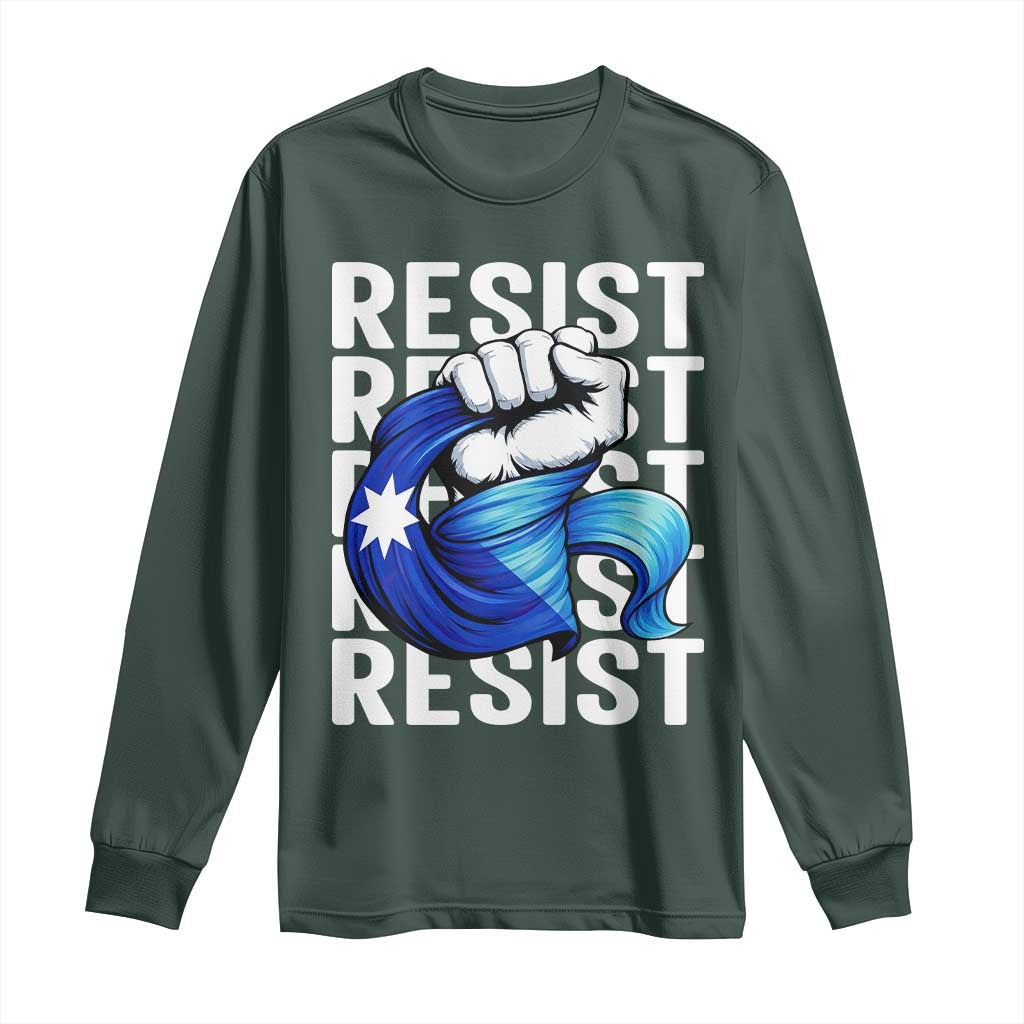 Minnesota Resist Ice Out Long Sleeve Shirt Support MN Anti Ice Movement TS12 Dark Forest Green Print Your Wear