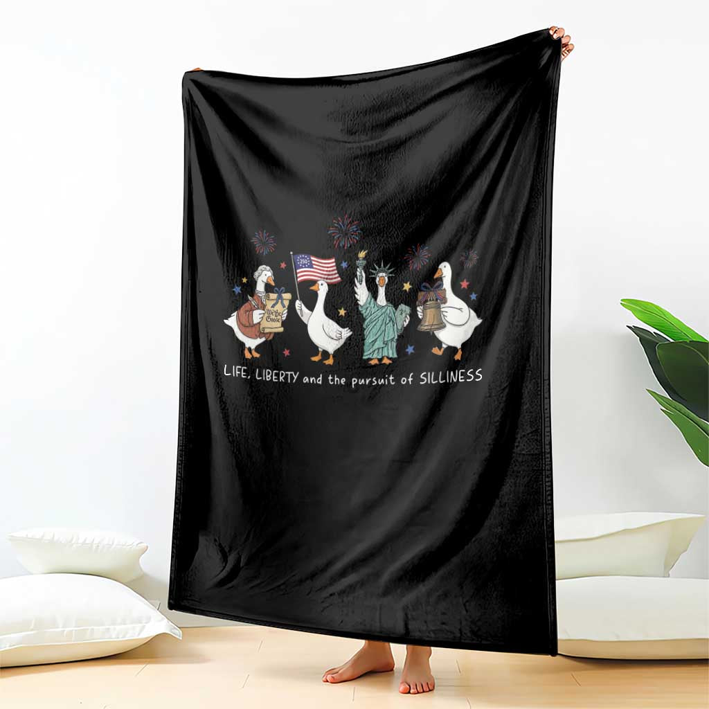 Funny Patriotic Goose Life Liberty Silliness Throw Blanket America 250th Anniversary TS12 Print Your Wear