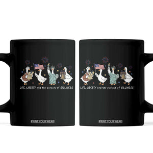 Funny Patriotic Goose Life Liberty Silliness Coffee Mug USA 250th Anniversary TS12 Black Print Your Wear