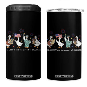 Funny Patriotic Goose Life Liberty Silliness 4 in 1 Can Cooler Tumbler USA 250th Anniversary TS12 One Size: 16 oz Black Print Your Wear