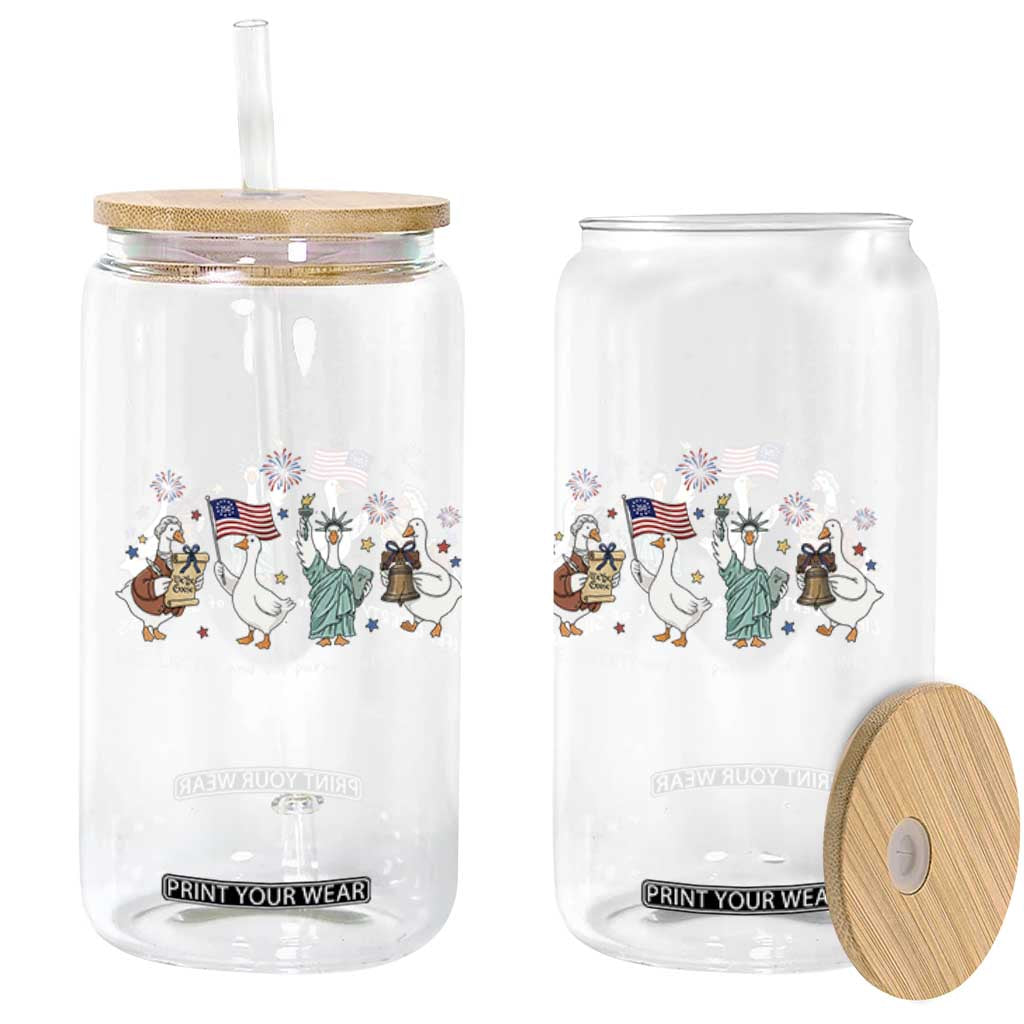 Funny Patriotic Goose Life Liberty Silliness Glass Can USA 250th Anniversary TS12 Print Your Wear