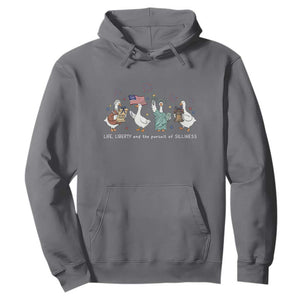 Funny Patriotic Goose Life Liberty Silliness Hoodie America 250th Anniversary TS12 Charcoal Print Your Wear
