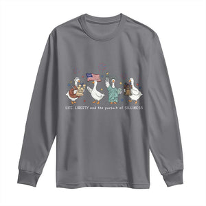 Funny Patriotic Goose Life Liberty Silliness Long Sleeve Shirt America 250th Anniversary TS12 Charcoal Print Your Wear