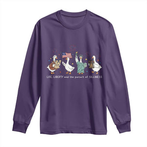 Funny Patriotic Goose Life Liberty Silliness Long Sleeve Shirt America 250th Anniversary TS12 Purple Print Your Wear