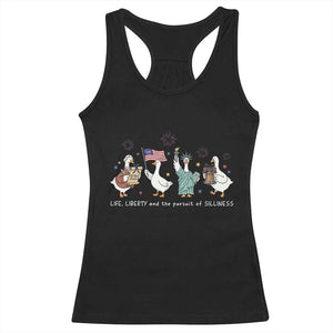 Funny Patriotic Goose Life Liberty Silliness Racerback Tank Top America 250th Anniversary TS12 Black Print Your Wear