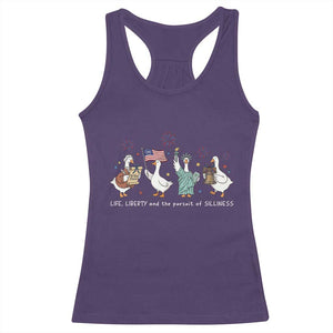 Funny Patriotic Goose Life Liberty Silliness Racerback Tank Top America 250th Anniversary TS12 Purple Print Your Wear
