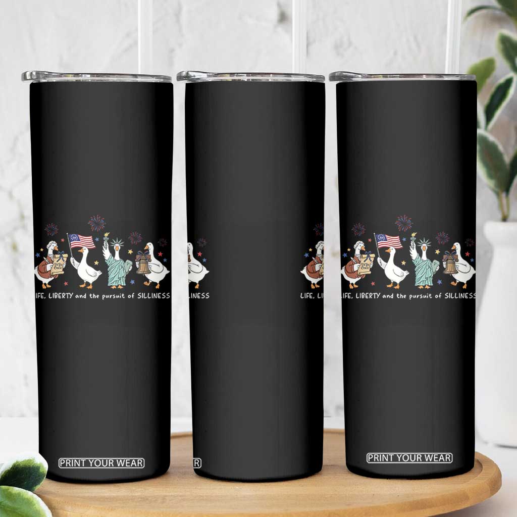 Funny Patriotic Goose Life Liberty Silliness Skinny Tumbler USA 250th Anniversary TS12 Print Your Wear