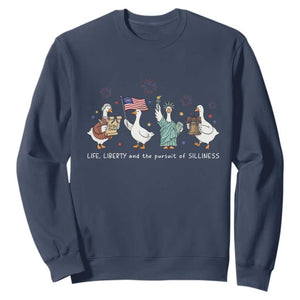 Funny Patriotic Goose Life Liberty Silliness Sweatshirt America 250th Anniversary TS12 Navy Print Your Wear