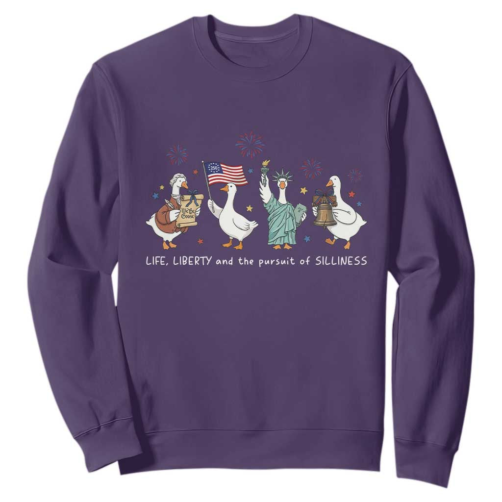 Funny Patriotic Goose Life Liberty Silliness Sweatshirt America 250th Anniversary TS12 Purple Print Your Wear