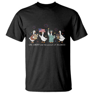 Funny Patriotic Goose Life Liberty Silliness T Shirt America 250th Anniversary TS12 Black Print Your Wear