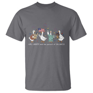 Funny Patriotic Goose Life Liberty Silliness T Shirt America 250th Anniversary TS12 Charcoal Print Your Wear