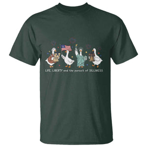 Funny Patriotic Goose Life Liberty Silliness T Shirt America 250th Anniversary TS12 Dark Forest Green Print Your Wear