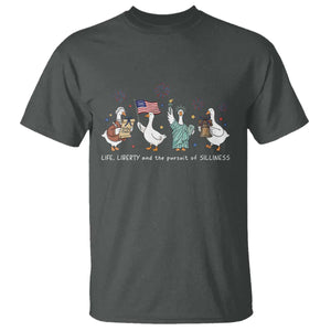 Funny Patriotic Goose Life Liberty Silliness T Shirt America 250th Anniversary TS12 Dark Heather Print Your Wear