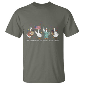 Funny Patriotic Goose Life Liberty Silliness T Shirt America 250th Anniversary TS12 Military Green Print Your Wear