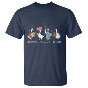 Funny Patriotic Goose Life Liberty Silliness T Shirt America 250th Anniversary TS12 Navy Print Your Wear