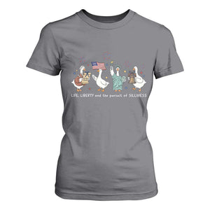 Funny Patriotic Goose Life Liberty Silliness T Shirt For Women America 250th Anniversary TS12 Charcoal Print Your Wear