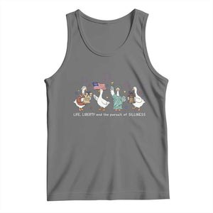 Funny Patriotic Goose Life Liberty Silliness Tank Top America 250th Anniversary TS12 Black Heather Print Your Wear