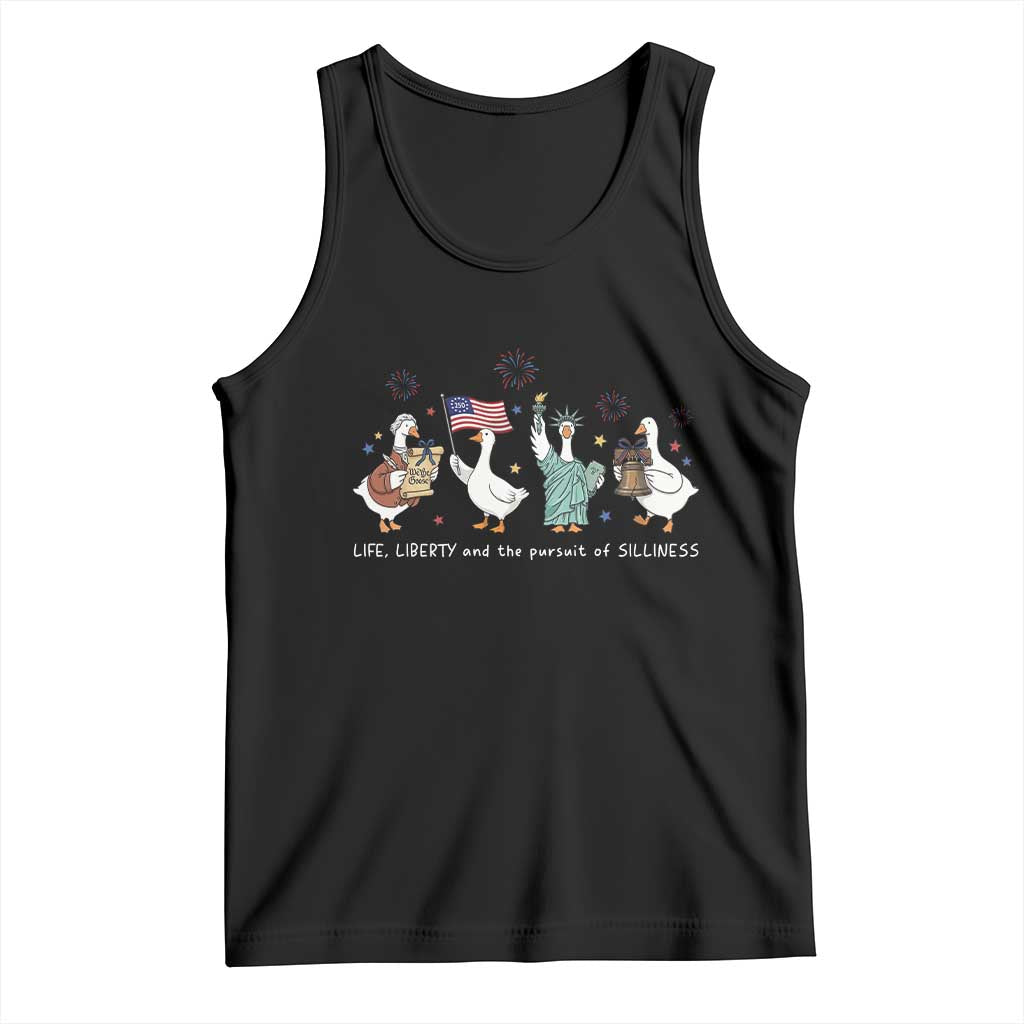 Funny Patriotic Goose Life Liberty Silliness Tank Top America 250th Anniversary TS12 Black Print Your Wear