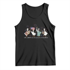 Funny Patriotic Goose Life Liberty Silliness Tank Top America 250th Anniversary TS12 Black Print Your Wear