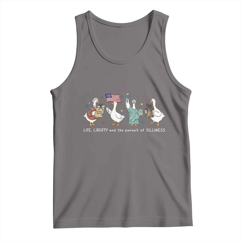 Funny Patriotic Goose Life Liberty Silliness Tank Top America 250th Anniversary TS12 Deep Heather Print Your Wear