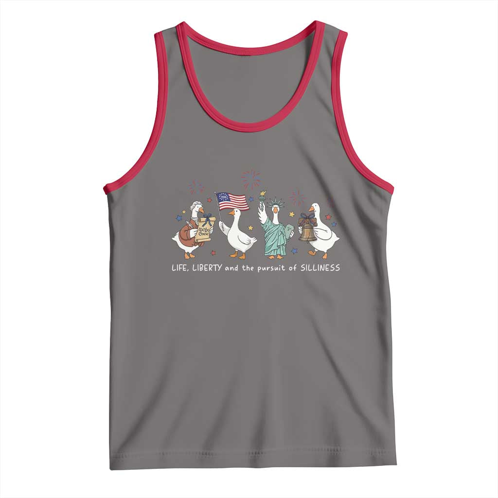 Funny Patriotic Goose Life Liberty Silliness Tank Top America 250th Anniversary TS12 Deep Heather Red Print Your Wear