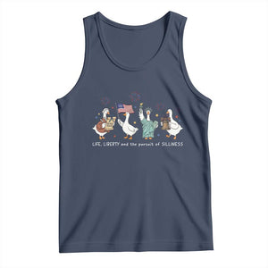 Funny Patriotic Goose Life Liberty Silliness Tank Top America 250th Anniversary TS12 Navy Print Your Wear